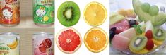 there are many different types of fruit in the pictures, including oranges, kiwis and watermelon