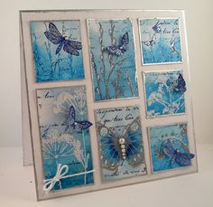 a card with blue and white butterflies on it