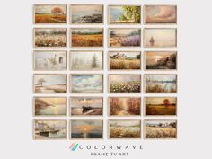 an assortment of different paintings on a white background with the words, colorwave frame art