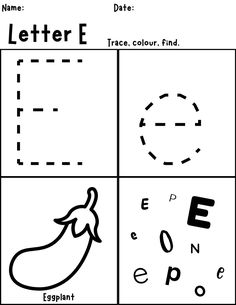 the letter e worksheet for children to learn how to write and draw letters