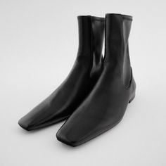 New With Tag. 1132/610 G14 Chic Formal Heeled Boots With Flat Heel, Elegant Black Chelsea Boots With Square Toe, Zara Formal Ankle-high Boots, Elegant Black Square Toe Chelsea Boots, Zara Sleek Boots For Work, Chic Flat Heel Business Boots, Chic Ankle-high Business Boots, Chic Flat Heel Boots For Business, Chic Ankle-high Boots For Business