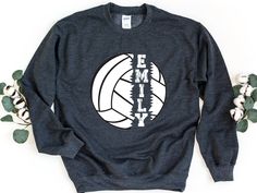 Custom volleyball sweatshirt is a must-have for any volleyball player. This sweatshirthirt is perfect for any volleyball player and is a great way to show your support. This comfortable Sweatshirt will be your and your friends' favorite! Be simple, be different! M A T E R I A L S → Gildan® Sweatshirt → 8 oz./yd² (US) 13.3 oz./L yd (CA), 50/50 preshrunk cotton/polyester → Heather Sport colors: 60/40 polyester/cotton → Safety Green: Compliant with ANSI / ISEA 107 → Classic fit → Air jet yarn for s Sporty Sweatshirt With Name Print For Sports Events, Sporty Team Name Sweatshirt For Sports Events, Sporty Team Name Sweatshirt For Team Events, Team Spirit Sports Sweatshirt With Name Print, Team Spirit Moisture-wicking Sweatshirt For Sports Events, Volleyball Sweaters, Volleyball Hoodie Design Ideas, Volleyball Hoodies, Volleyball Crewneck Sweatshirt