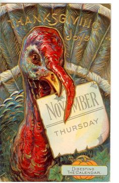 a turkey is holding a sign that says nombrer thursday on it