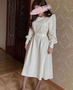 White Dress Modest, Modest White Dress, Simple Frock Design, Simply Dresses, Women Dresses Classy, Elegant Dresses Classy, Modesty Fashion, Stylish Work Outfits, Causual Outfits