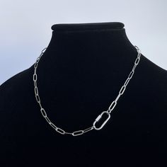 Minimalist Link Jewelry With Carabiner Clasp, Metal Chain Link Necklace With Carabiner Clasp, Everyday Chain Link Necklace With Carabiner Clasp, Silver Link Chain Necklace With Carabiner Clasp, Silver Metal Necklace With Carabiner Clasp, Silver Necklace With Carabiner Clasp In Metal, Chain Link Necklace With Carabiner Clasp For Gift, Silver Link Jewelry With Carabiner Clasp, Chain Link Necklace Silver