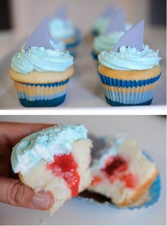 cupcakes with white frosting and colorful sprinkles