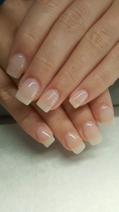 Natural Looking Acrylics, Clear Polish Manicure, American French Tip, Short Natural Acrylic Nails, Natural French Tip, American French Manicure, Classy Almond Nails, Ballet Nails, Gel Acrylic Nails