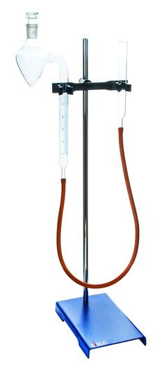 a medical device with a blood dropper attached to it's handle and an empty tube on top