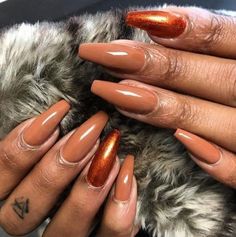 $15.95 Nails Rust Color, Matte Copper Nails, Rust Gel Nails, Rust Colored Nails Designs, Burnt Orange Glitter Nails, Rust Manicure, Metallic Orange Nails, Burnt Orange Chrome Nails, Rust Colored Nails