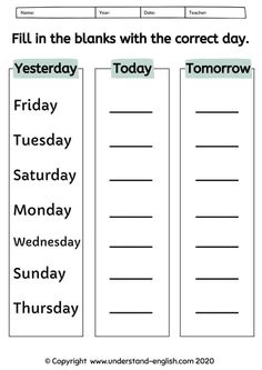 a worksheet for the day with words and pictures to help students learn how to read