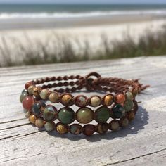 Adjustable Agate Bangle Bracelet, Adjustable Earthy Round Bracelets, Adjustable Agate Bracelet, Adjustable Hand Wrapped Agate Bracelets, Adjustable Hand-wrapped Agate Bracelets, Adjustable Earthy Style Bracelet With Gemstone Beads, Bracelet Macrame, Green Wrap, Indian Agate