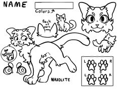 a coloring page with cats and their names