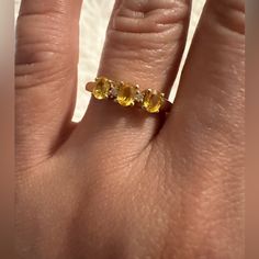 Genuine Oval Cut Yellow Sapphire With Little Tiny Diamonds Good For Layering Yellow Sapphire Ring, Yellow Sapphire Rings, Tiny Diamond, Ring Color, Yellow Sapphire, Womens Jewelry Rings, Future Wedding, Oval Cut, Sapphire Ring