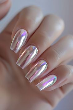 ombre chrome nails, cute nails, chrome nail colors, minimalist nails, trendy nails, chrome nail art, wedding nails, pearl chrome nails, summer nails, summer nails 2024, classic chrome nails, chrome manicure, graduation nails, summer chrome nails, natural chrome nails, nail inspo, date night beauty, graduation nails acrylic, bright summer nails, aura nails, pearl chrome nail art, nail designs summer, elegant chrome nails, pearl nail designs, ombre nails, nail art, chrome nails designs Cute Nails Chrome, Chrome Nails Natural, Nails Pearl Chrome, Wedding Nails Pearl, Chrome Nails Pearl, Trendy Nails Chrome, Natural Chrome Nails, Pearl Nail Designs, Pearl Chrome Nails