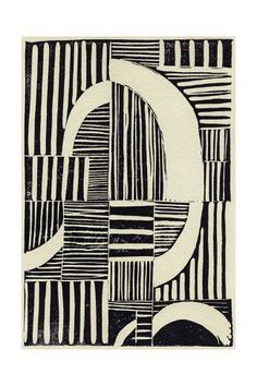 a black and white drawing with stripes on it's edges, in the shape of a letter c