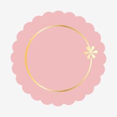 a pink and gold plate with a flower on it