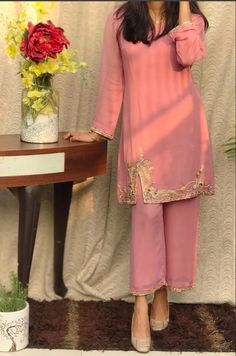 Pastel Suits Indian, Pastel Salwar Suit, Suit Stiching Ideas Indian, Pink Frock Design, Pink Pakistani Suit, Pink Punjabi Suit, Pink Dress Design, Pink Frock