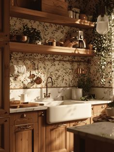 Rustic Kitchen Ideas: Farmhouse Sink and Vintage Decor Vintage Kitchen Sink Ideas, Cottagecore Interior Design Kitchen, Vintage Rustic Aesthetic, Vintage House Kitchen, Dreamy Kitchen Aesthetic, Kitchen Rustic Farmhouse, Antique House Aesthetic, Kitchen Cabinet Color Ideas Vintage, Old Farmhouse Interior Vintage