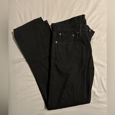 Classic Straight Cut, Black Denim. 32 X 32 Gap Cotton Jeans For Streetwear, Classic Black Jeans With Pockets, Gap Black Bottoms For Fall, Black Fitted Classic Jeans, Classic Black Fitted Jeans, Gap Black Straight Leg Bottoms, Black Cotton Gap Bottoms, Gap Black Jeans For Fall, Classic Black Straight Jeans