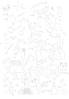 an image of science doodles on white paper