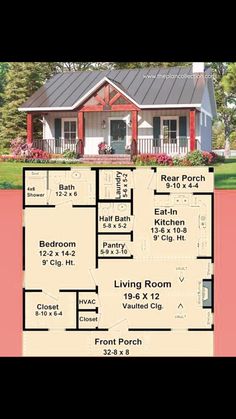 the floor plan for a small house with two bedroom and living areas on each side