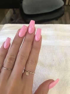 #acrylicnailsforsummer #nails #pink Acrylic Nails One Color Pink, Pink Acrylic Nails Solid Color, Square Nail Solid Color, Medium Acrylic Nails Spring, Light Pink Acyrilics Nails, Trendy Nails Light Pink, Pink Nails Ideas Summer, Pink Nails No Design, Baby Pink Coffin Nail Ideas