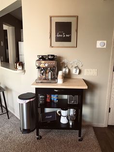 a small coffee bar in the corner of a room