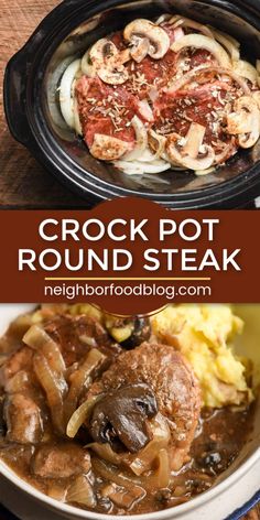 crock pot round steak with mushrooms and potatoes