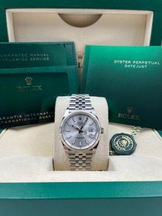 (eBay) Find many great new & used options and get the best deals for Rolex Date Just 36mm Fluted Silver Dial Jubilee Bracelet 126234 Unworn 2022+ at the best online prices at eBay! Free shipping for many products! Classic Round Watches With Jubilee Bracelet, Classic Silver Watch Accessories With Original Box, Timeless Silver Watch Accessories With Original Box, Luxury Silver Watch Accessories With Original Box, Rolex Date Just, Rolex Date, Oyster Perpetual Datejust, Rolex Datejust, Rolex