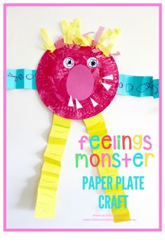 a paper plate craft that looks like a monster with its mouth open and tongue out