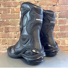 Futuristic Boots Concept Art, Black Lace-up Moto Boots For Streetwear, Gothic Lace-up Moto Boots For Streetwear, Leather Lace-up Techwear Boots, Balenciaga Armor Boots, Constantine The Great, Best Motorbike, Tech Gear