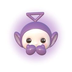 a purple and white monkey with big eyes