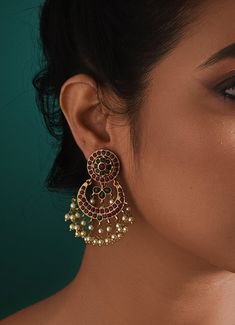 Antique Gold Plated and Pearl Drop Chandelier Earrings Zaza By Somya - Fabilicious Fashion Drop Chandelier, Feminine Jewelry, Hanging Beads, Confident Woman, Intricate Design, Pearl Drop, Chandelier Earrings, Gold And Silver, Antique Gold