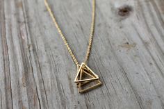 Simple Necklace Everyday, Diamond Necklace Simple, Necklaces Simple, Beautiful Diamond Necklace, Geometric Pendant Necklace, Pendant Necklace Simple, Gold Triangle, Stacked Necklaces, Solitaire Pendant Necklace