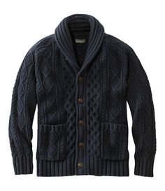 Men's Sweaters | Clothing at L.L.Bean Cardigans Crochet, Sweater Shawl, Men's Sportswear, Cable Cardigan, Fashion Sweaters, Tall Men, Shawl Collar Cardigan, Shawl Cardigan, Fisherman Sweater