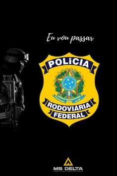 a police officer standing in front of a black background with the words policia romaria federal