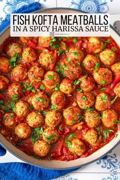 fish kofta meatballs in spicy harssa sauce