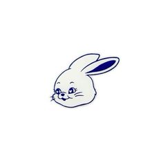 a blue and white rabbit sticker on a white background