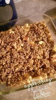 a casserole dish filled with oatmeal crumbled toppings