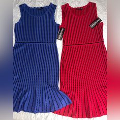 Light Knit Dresses. Available In Blue And Red. A Stylish, Sleeveless Dress That Can Be Worn In A Business Setting With A Blazer And Out For After-Work Drinks. Brand New. It Still Has The Tags. I Have One Dress In Blue And One In Red. Blue Ribbed Sleeveless Dress, Red Sleeveless Ribbed Dress, Red Ribbed Sleeveless Dress, Brown Long Dress, Dresses Fitted, Sweater Maxi Dress, Knit Dresses, Long Sweater Dress, Grey Sweater Dress