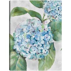 a painting of blue flowers on a white background