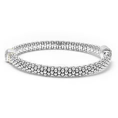 Pave diamonds and sterling silver Caviar beading with 18k gold detailing forms this rope bracelet. LAGOS diamonds are the highest quality natural stones.