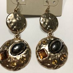 Chico’s Dangling Yellow Stones Gold/Silver Earrings Women’s Jewelry. New With Tags, Jewel Tone Earrings, Rhinestone Mirror, Chicos Jewelry, Long Gold Earrings, S Jewelry, Sparkly Earrings, Yellow Stone, Earrings Women, Hanging Earrings