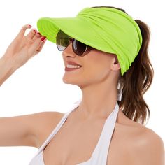 PRICES MAY VARY. 【Material】: Sun hats for women with ponytail hole are made of high quality 90% polyester and 10% spandex, which are soft, skin-friendly, lightweight, breathable and comfortable to wear. Fashion colors and comfortable fabrics can keep you in the best condition during sports. 【Size】: Wide Brim sun visor, comfortable to wear. The head circumference is about 21.65 inch- 23.22 inch. The brim is about 3.74 inch. Elastic band makes it match the size of your head perfectly. 【UPF 50+ UV Beach Sport, Sun Visor Hat, Wide Brim Sun Hat, Visor Cap, Sun Hats For Women, Visor Hats, Beach Hat, Sun Visor, Kids Beachwear