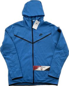 Nike Fleece Hoodie Track Jacket, Blue Fleece Hoodie For Outdoor Activities, Blue Long Sleeve Hooded Sports Jacket, Blue Fleece Hooded Jacket Athleisure, Blue Fleece Hooded Jacket In Athleisure Style, Blue Fleece Hooded Jacket Athleisure Style, Blue Fleece Athleisure Hooded Jacket, Blue Fleece Hooded Jacket For Outdoor Activities, Blue Sportswear Hooded Jacket With Double-lined Hood