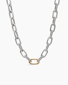 DY Madison® Chain Necklace in Sterling Silver with 18K Yellow Gold David Yurman Necklace, Pearl Chain Necklace, Yellow Gold Necklace, David Yurman Jewelry, Yellow Gold Chain, Pearl Chain, Gold Chain Necklace, High Jewelry, David Yurman