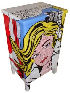 a colorful box with a woman's face painted on it