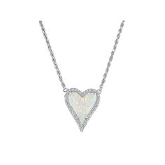 Accessorize in style with this Designs by Gioelli sterling silver lab-created opal heart necklace. Click on this JEWELRY & WATCHES GUIDE to learn about fit, styles, materials and more! Accessorize in style with this Designs by Gioelli sterling silver lab-created opal heart necklace. Click on this JEWELRY & WATCHES GUIDE to learn about fit, styles, materials and more! FEATURES Pendant size: 18 mm x 14.5 mm Chain length: 18 in. Chain type: rope Clasp: lobster-claw Nickel free Metal: sterling silve White Sterling Silver Heart Necklace, Formal White Sterling Silver Heart Necklace, Opal Necklaces For Anniversary, Elegant Opal Heart Cut Jewelry, Elegant Heart Cut Opal Jewelry, Valentine's Day Silver Opal Jewelry, Heart Shaped Opal Jewelry For Anniversary, Opal Heart Necklace, Silver Lab