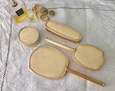 Excited to share this item from my #etsy shop: Stunning vintage complete 1950's vanity mirror and brush set. Dressing table set. Vintage mirror. Vintage brush. Dresser Accessories, 70s Aesthetic, Dresser Sets