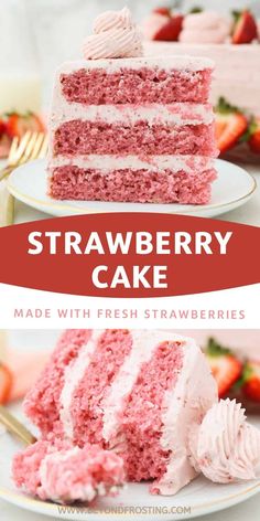 Strawberry Cake with Strawberry Frosting is moist, fluffy, and naturally flavored with real strawberries for a refreshing summer dessert! Fluffy Strawberry Cake, Strawberry Whipped Cream Frosting, Cake With Strawberry Frosting, Homemade Strawberry Cake, Strawberry Cake Easy, Cake With Strawberry, Strawberry Whipped Cream, Strawberry Frosting, Strawberry Cake Recipes